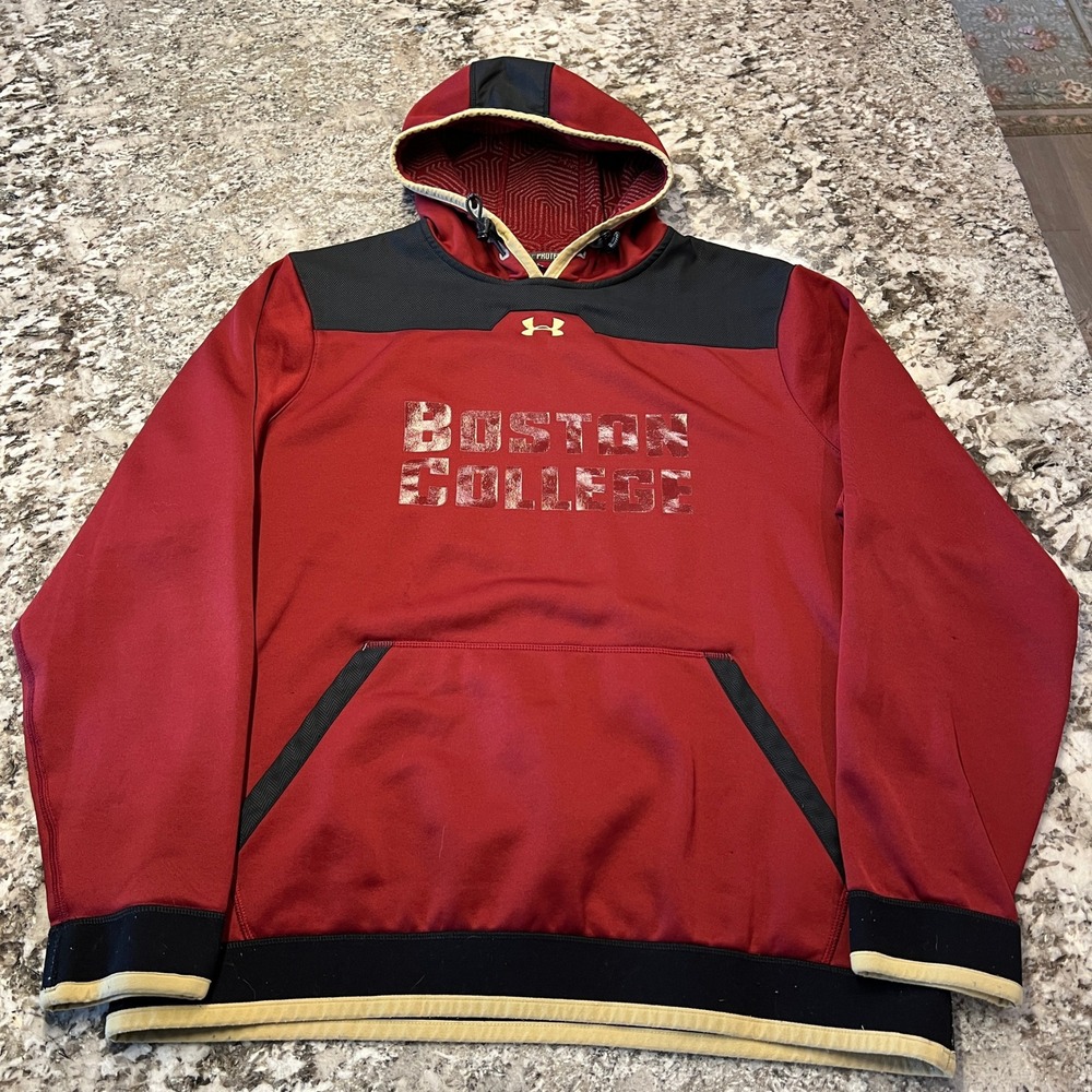 Vintage 2000s Under Armour Boston College ColdGear Hoodie Maroon Mens Large BC